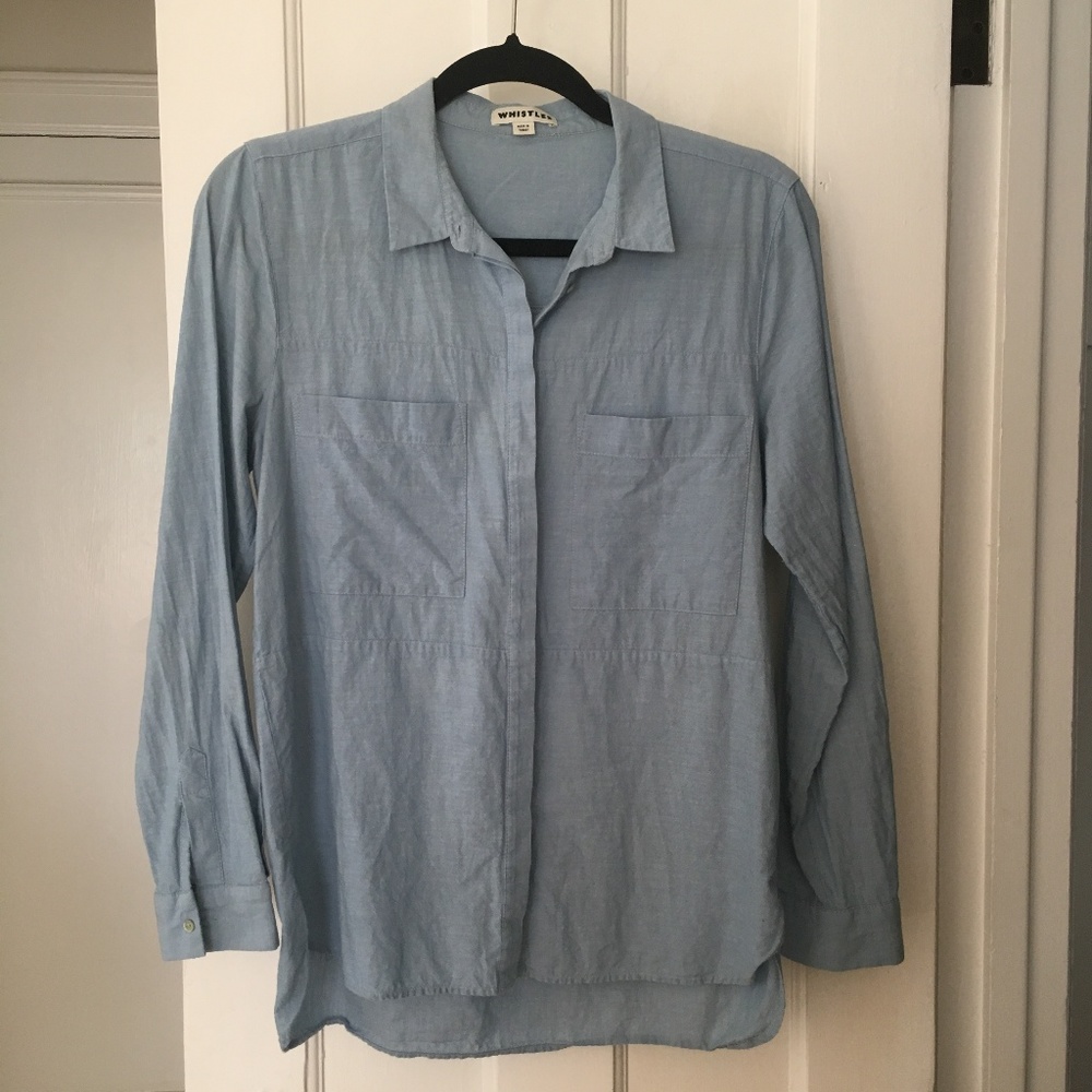 Whistles UK Button-up Pocket Shirt Blouse
